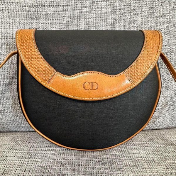 m18858954492 3 Christian Dior Shoulder Bag Leather Black Brown