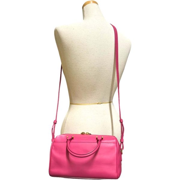 m23 3333 17 Saint Laurent Leather Mini Boston Bag Pink