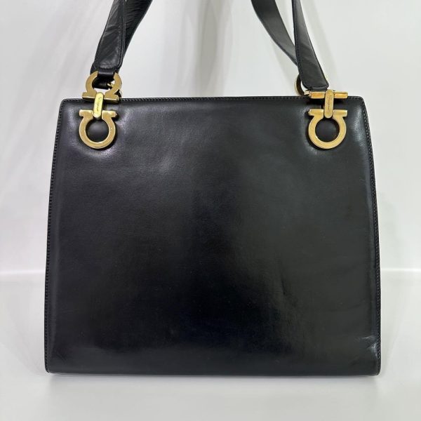 m36468380153 2 Salvatore Ferragamo Gancini Tote Bag Leather Black