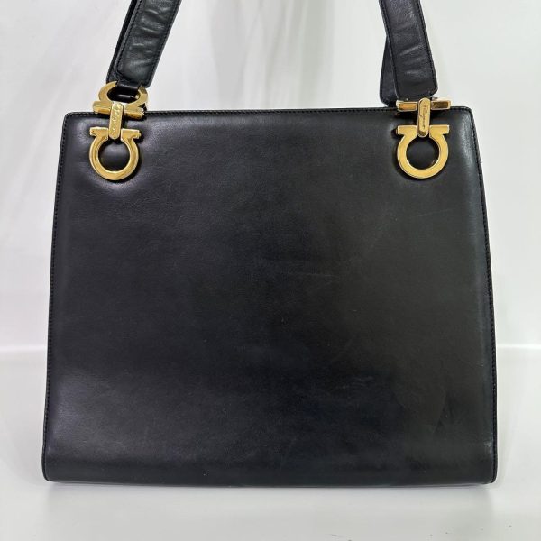 m36468380153 3 Salvatore Ferragamo Gancini Tote Bag Leather Black