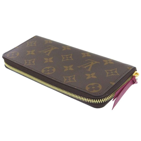 m60742 02 Louis Vuitton Monogram Portefeuille Clemence Long Wallet Fuchsia