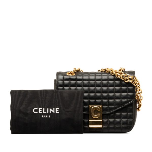 me4fy9mgcxvbrg1u 12 Celine Quilted C Small Chain Shoulder Bag Black Leather