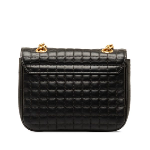 me4fy9mgcxvbrg1u 3 Celine Quilted C Small Chain Shoulder Bag Black Leather