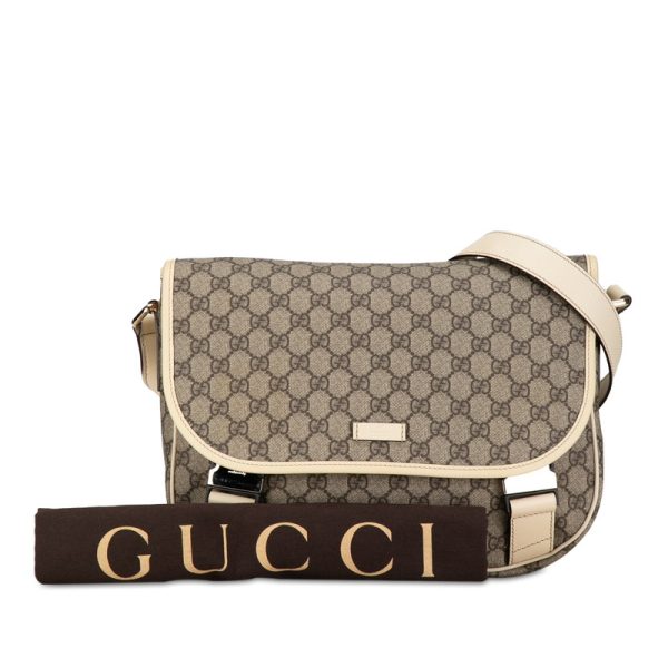 mf1y5fbhmd4k017j 9 Gucci GG Supreme Crossbody Shoulder Bag White Leather