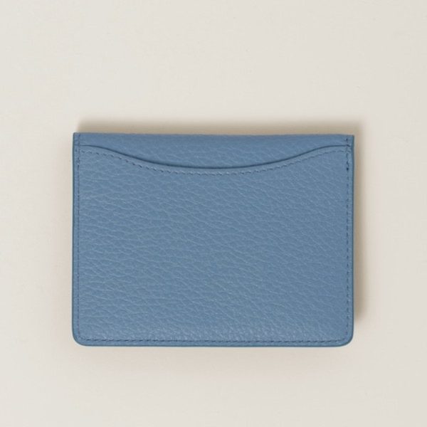 miu 0360 2 MIU MIU Vitello Dino Leather Card Case Light Blue