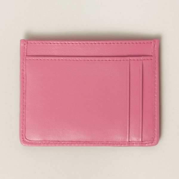 miu 0367 2 MIU MIU Matelasse Leather Card Case Pink