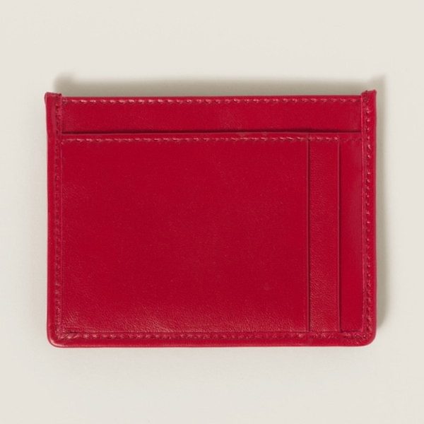 miu 0369 2 MIU MIU Matelasse Leather Card Case Red