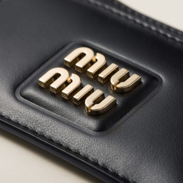 miu 0373 3 MIU MIU Leather Card Case Black