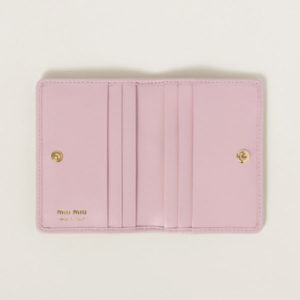 miu 0377 2 MIU MIU Matelasse Leather Card Case Pink