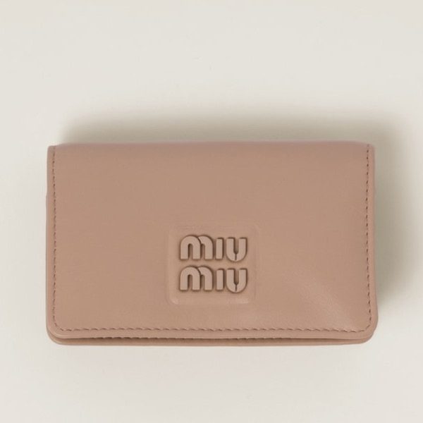 miu 0381 1 MIU MIU Leather Card Case Cameo Beige