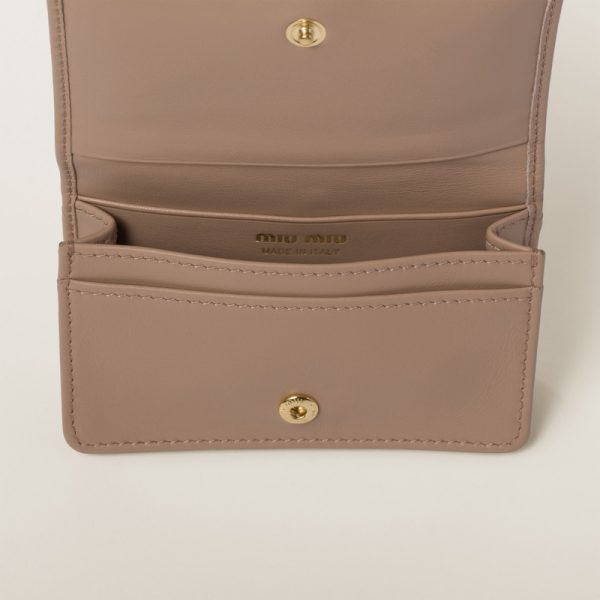 miu 0381 2 MIU MIU Leather Card Case Cameo Beige