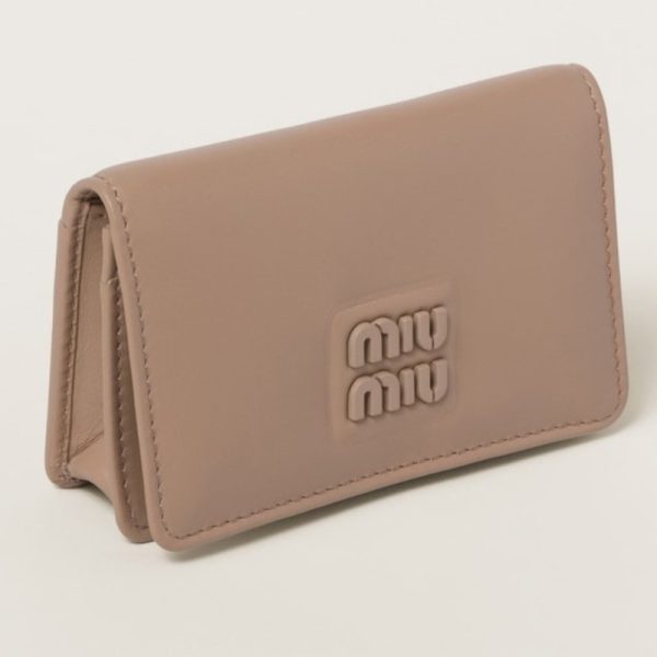 miu 0381 4 MIU MIU Leather Card Case Cameo Beige