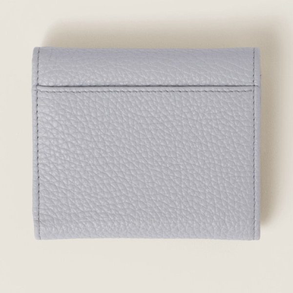 miu 0383 3 MIU MIU Vitello Dyno Leather Fold Wallet with Flap Cornflower Blue