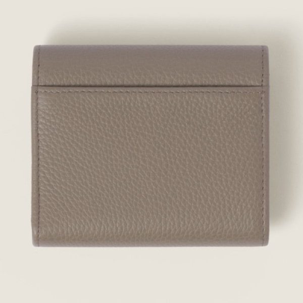 miu 0384 1 MIU MIU Vitello Dyno Leather Fold Wallet with Flap Gray