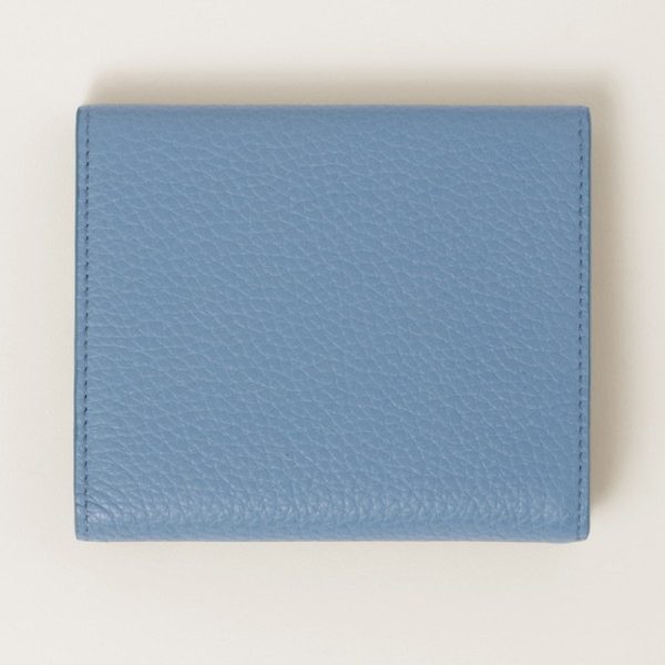 miu 0387 3 MIU MIU Vitello Dyno Leather Fold Wallet Light Blue