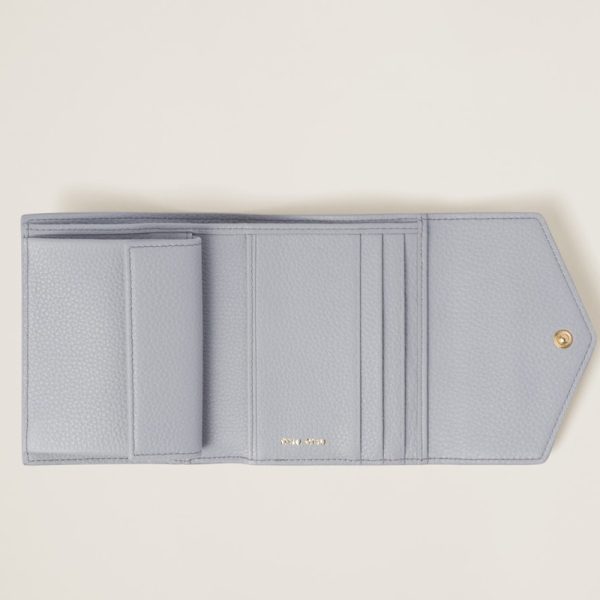 miu 0388 2 MIU MIU Vitello Dyno Leather Fold Wallet Cornflower Blue