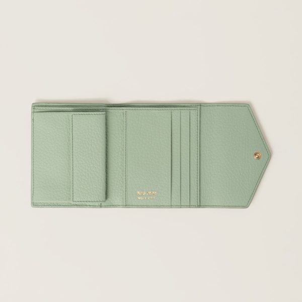 miu 0391 2 MIU MIU Vitello Dyno Leather Fold Wallet Pastel Green