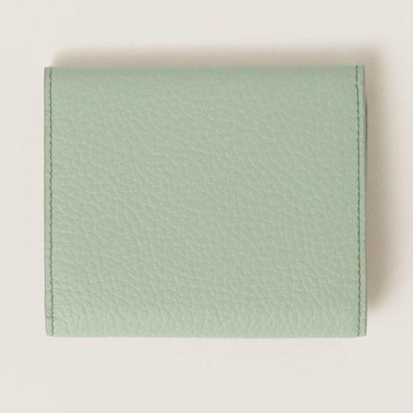 miu 0391 3 MIU MIU Vitello Dyno Leather Fold Wallet Pastel Green