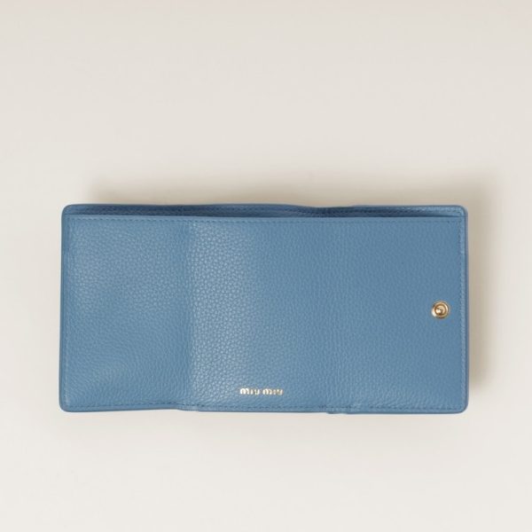 miu 0393 2 MIU MIU Vitello Dyno Leather Wallet Light Blue