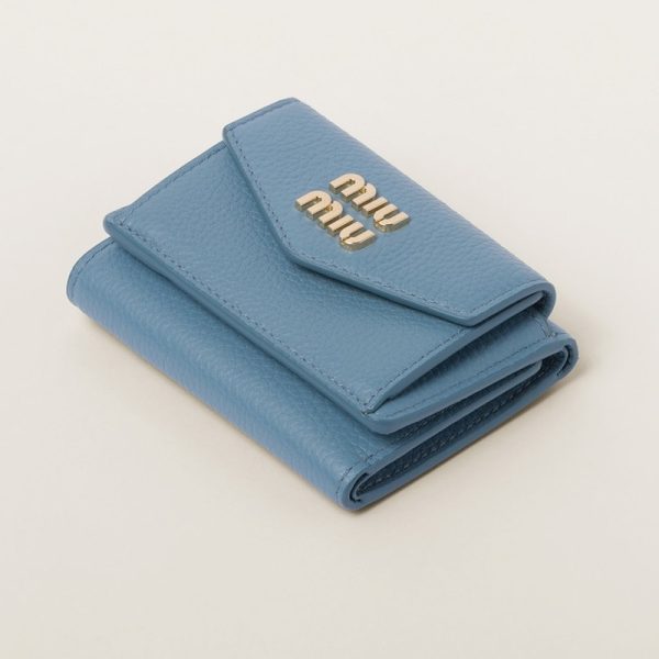 miu 0393 4 MIU MIU Vitello Dyno Leather Wallet Light Blue