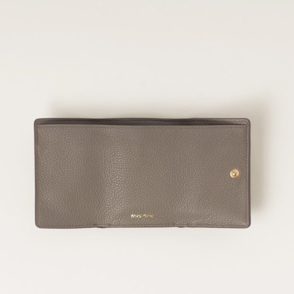 miu 0395 2 MIU MIU Vitello Dyno Leather Wallet Gray