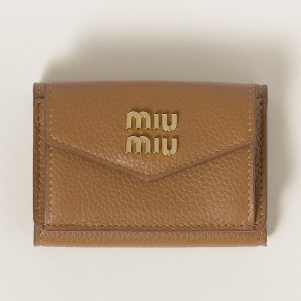 miu 0396 1 MIU MIU Vitello Dyno Leather Wallet Camel