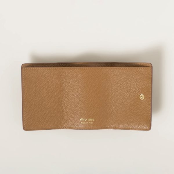 miu 0396 2 MIU MIU Vitello Dyno Leather Wallet Camel