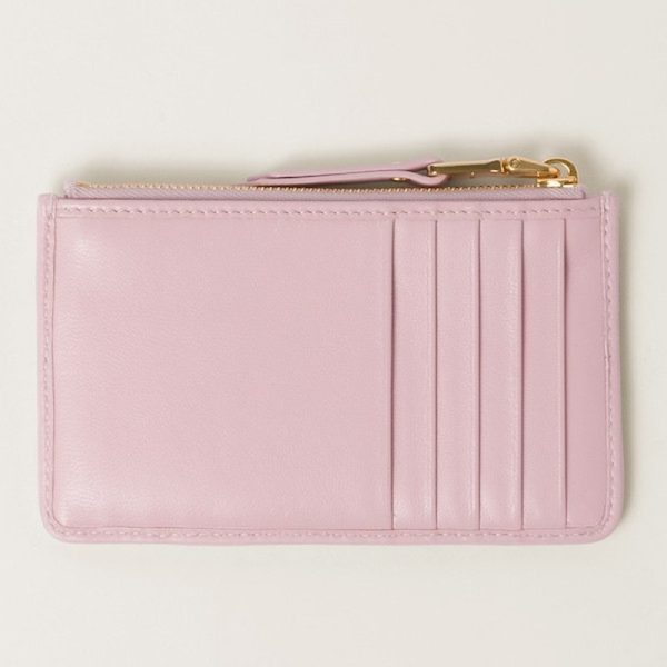 miu 0401 3 MIU MIU Matelasse Leather Envelope Wallet Pink