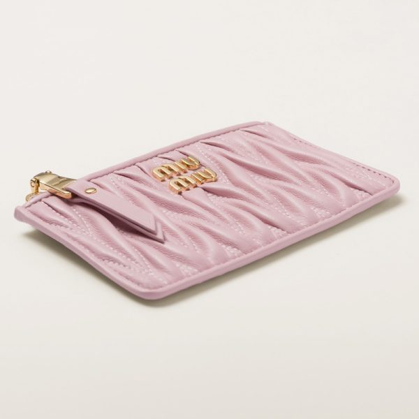 miu 0401 4 MIU MIU Matelasse Leather Envelope Wallet Pink