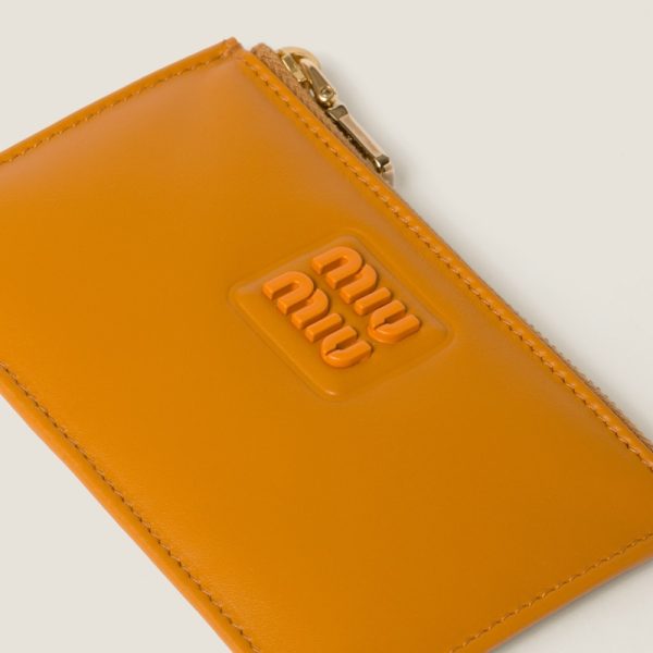 miu 0403 4 MIU MIU Leather Envelope Wallet Orange