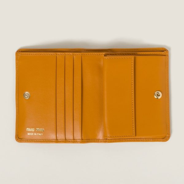 miu 0411 2 MIU MIU Soft Padded Leather Fold Wallet Orange