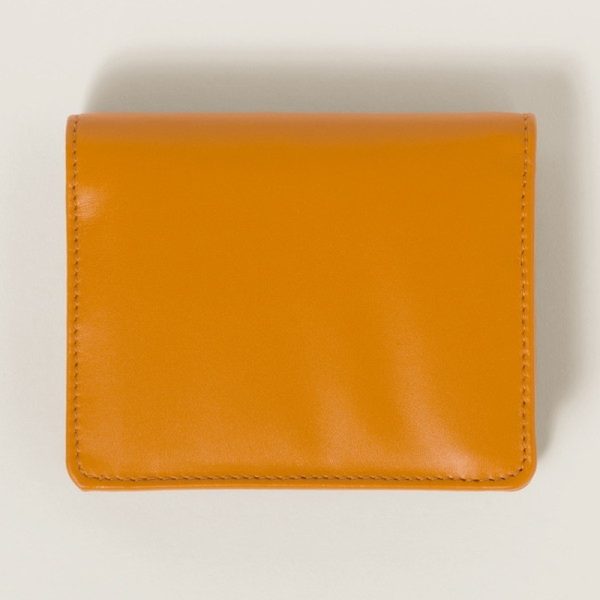 miu 0411 3 MIU MIU Soft Padded Leather Fold Wallet Orange