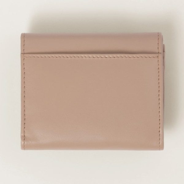 miu 0423 3 MIU MIU Soft Padded Leather Fold Wallet with Flap Cameo Beige