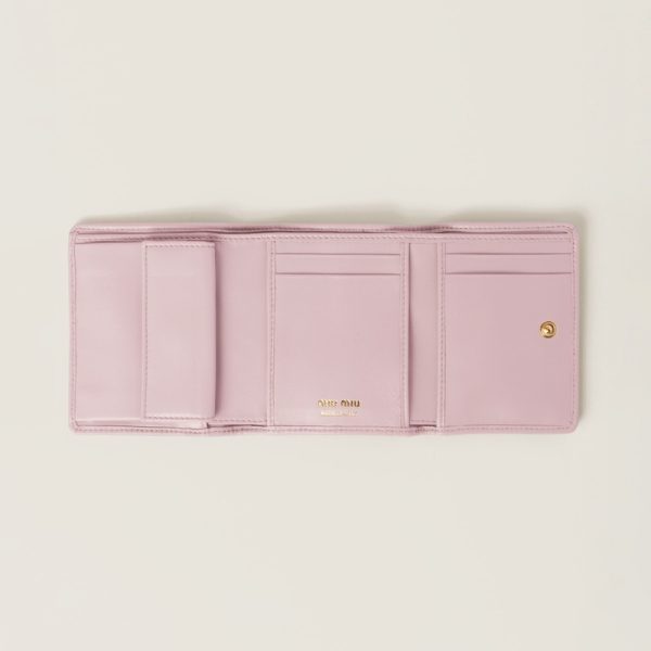 miu 0424 2 MIU MIU Matelasse Leather Wallet Pink