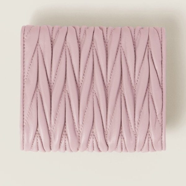 miu 0424 3 MIU MIU Matelasse Leather Wallet Pink