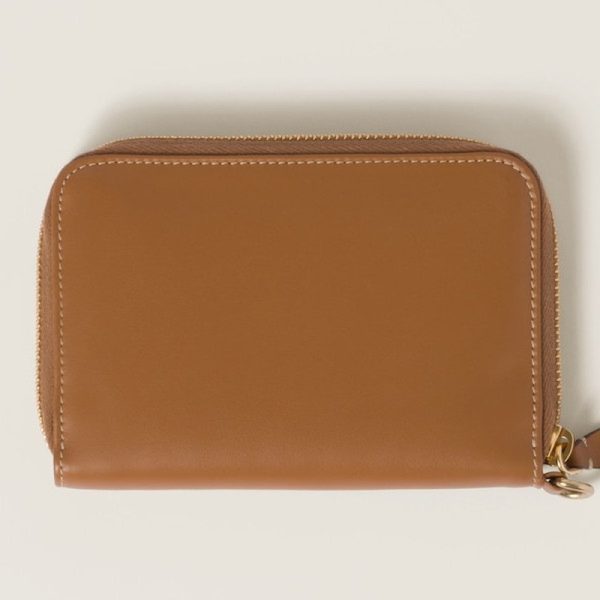 miu 0429 3 MIU MIU Leather Passport Holder Camel