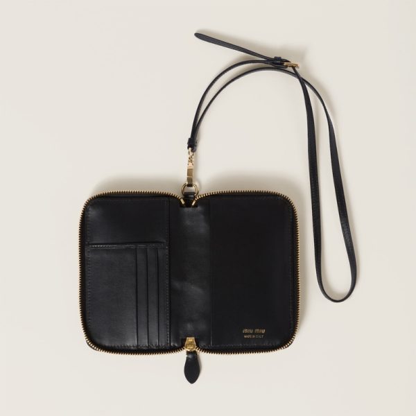 miu 0430 2 MIU MIU Leather Passport Holder Black