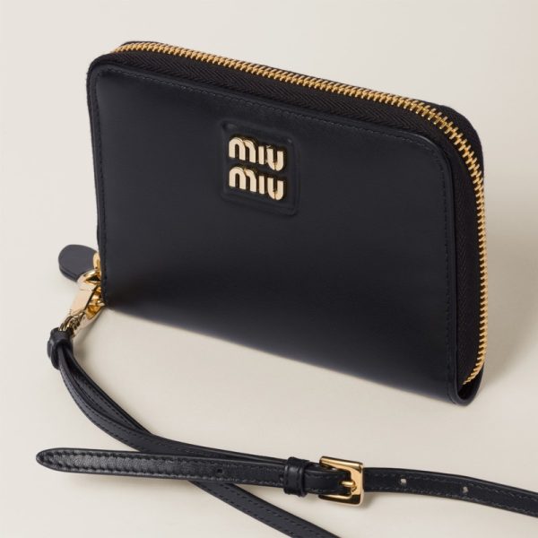 miu 0430 4 MIU MIU Leather Passport Holder Black