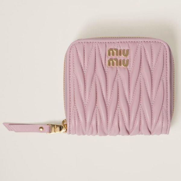 miu 0434 1 MIU MIU Matelasse Leather Wallet Pink