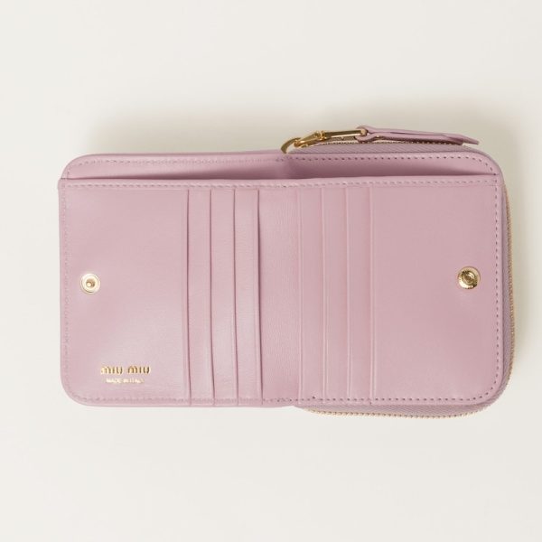 miu 0434 2 MIU MIU Matelasse Leather Wallet Pink