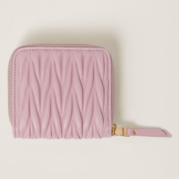 miu 0434 3 MIU MIU Matelasse Leather Wallet Pink