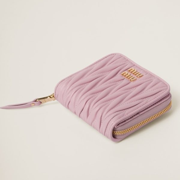 miu 0434 4 MIU MIU Matelasse Leather Wallet Pink