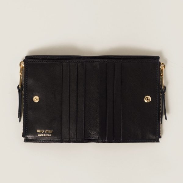 miu 0436 2 MIU MIU Nappa Leather Wallet Black