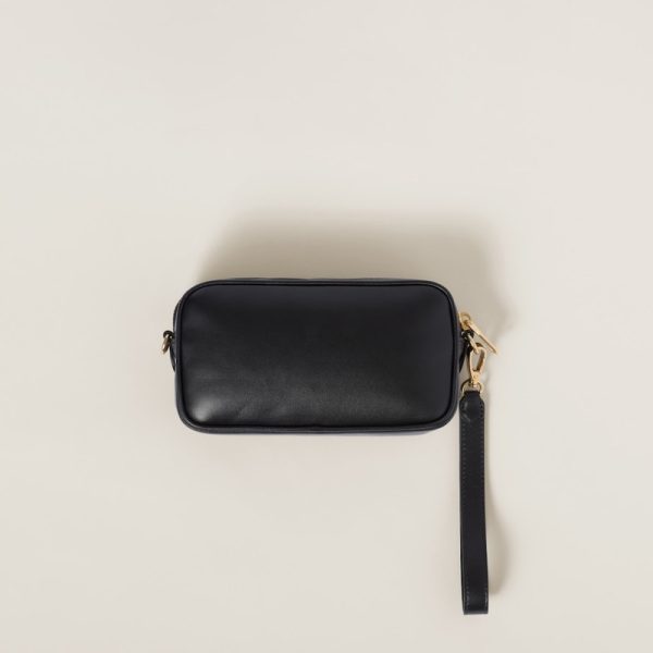 miu 0441 3 MIU MIU Leather Pouch Black