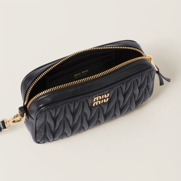 miu 0450 4 MIU MIU Matelasse Leather Pouch Black