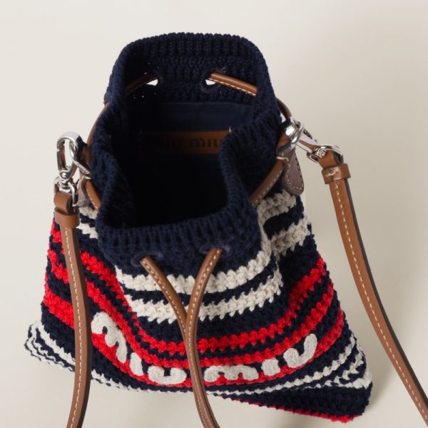 miu 0452 5 Miu Miu Crochet Mini Bag Blue Red White