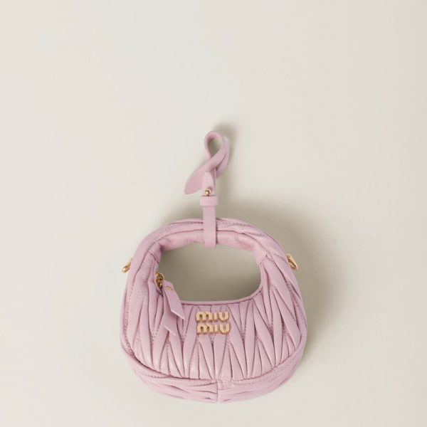 miu 0460 1 MIU MIU Wonder Matelasse Leather Hobo Bag Pink