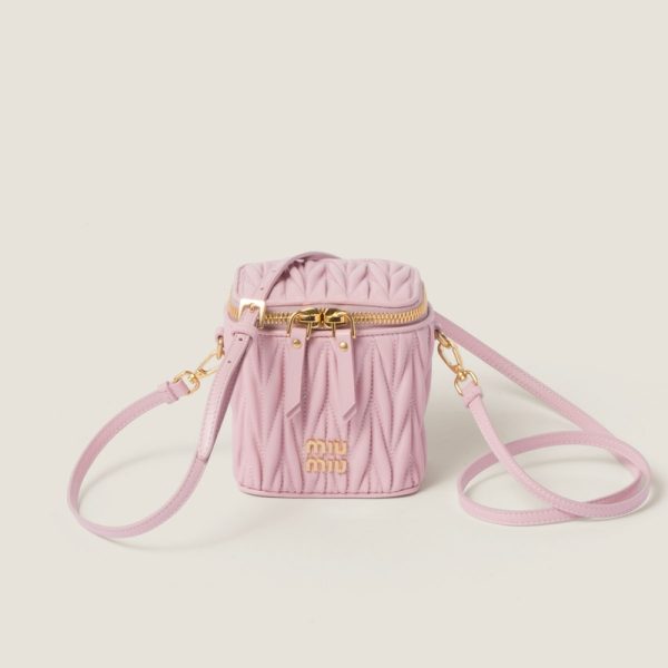 miu 0464 1 Miu Miu Matelasse Leather Micro Bag Pink