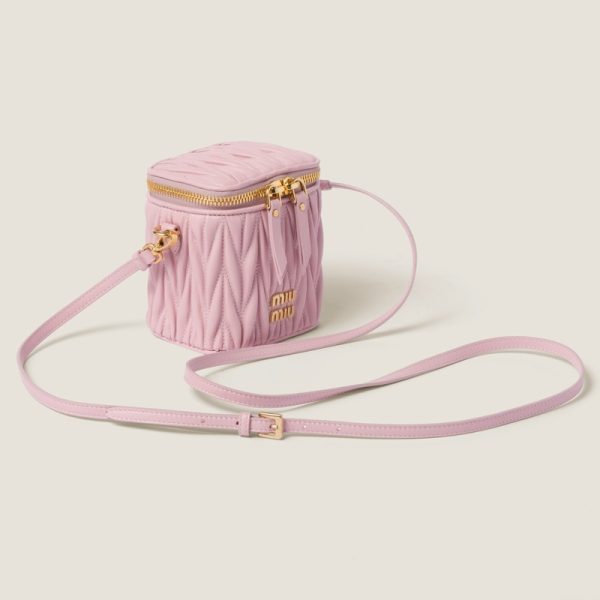 miu 0464 2 Miu Miu Matelasse Leather Micro Bag Pink