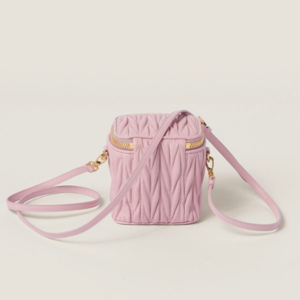 miu 0464 3 Miu Miu Matelasse Leather Micro Bag Pink